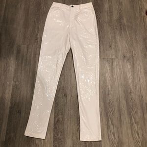 Fashion Nova white faux leather high waisted pants